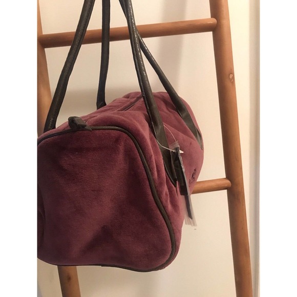 Kangol Medium Barrel Handbag, Small Duffle Style Deep Grape, Velour - Picture 5 of 14